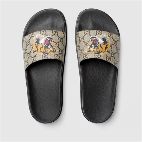 gucci tiger flip flops replica|Gucci slides for sale.